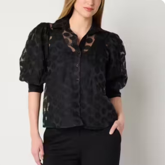 Garcia Polka Dot Puff Sleeve Button Blouse NWOT - Picture 12 of 17